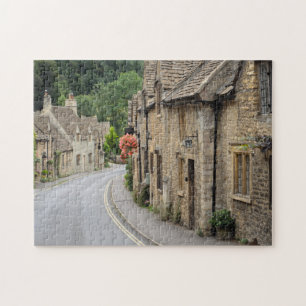 Honey coloured cottages in Castle Combe, UK puzzle