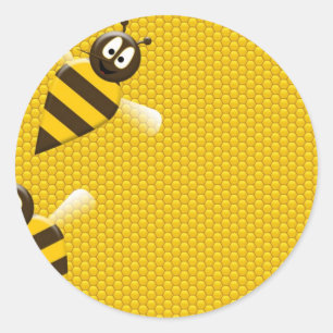 Honey Comb Yellow Gold Bee Bees Pattern Art Classic Round Sticker