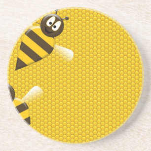 Honey Comb Yellow Gold Bee Bees Pattern Art Coaster