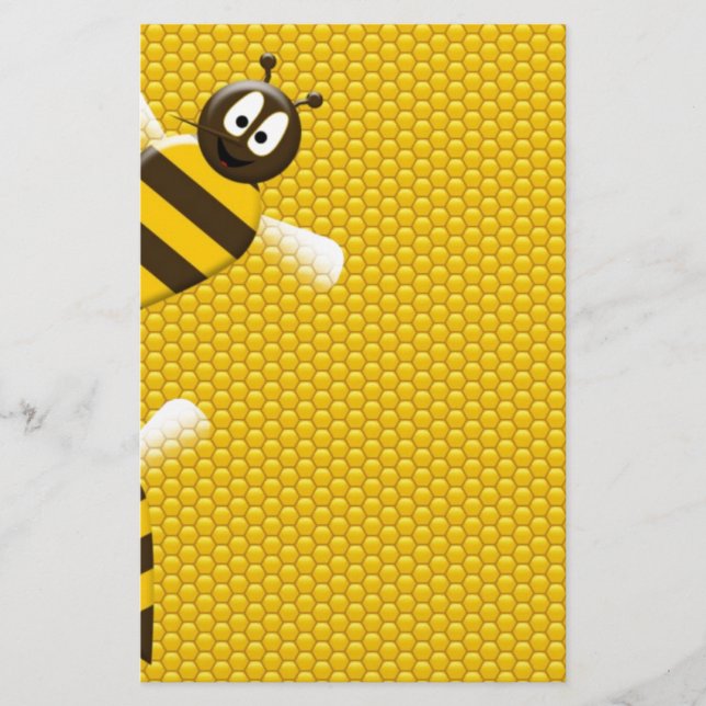 Honey Comb Yellow Gold  Bee Bees Pattern Art Stationery (Front)