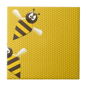 Honey Comb Yellow Gold  Bee Bees Pattern Art Tile