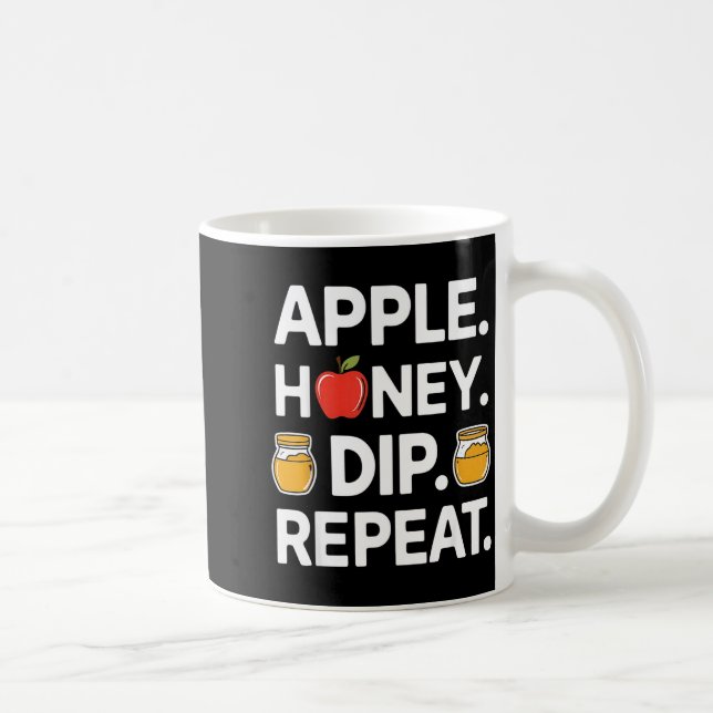 Honey Dip Repeat Funny Rosh Hashanah Jewish New Ye Coffee Mug (Right)