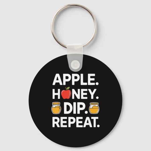 Honey Dip Repeat Funny Rosh Hashanah Jewish New Ye Keychain (Front)