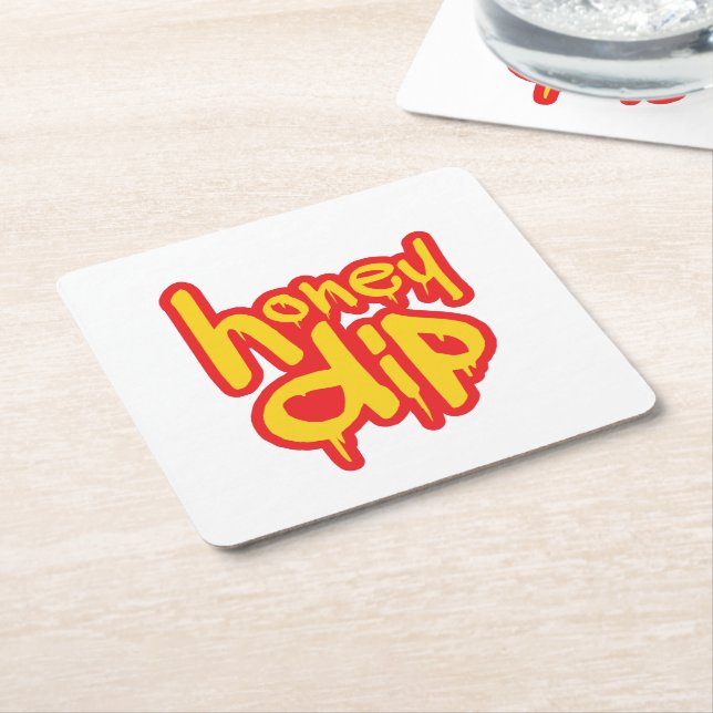 honey dip square paper coaster (Angled)