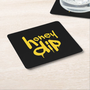 honey dip square paper coaster