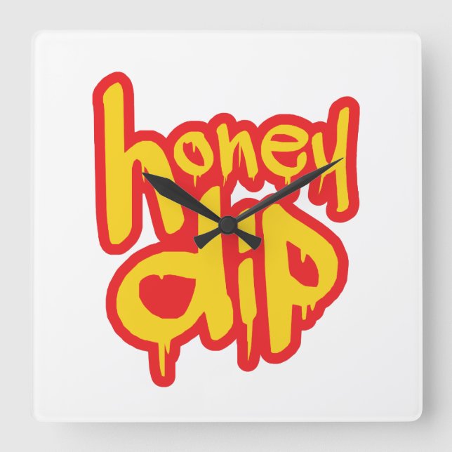 honey dip square wall clock (Front)