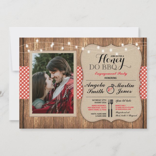 Honey Do BBQ Engagement Party I DO Photo Invite (Front)