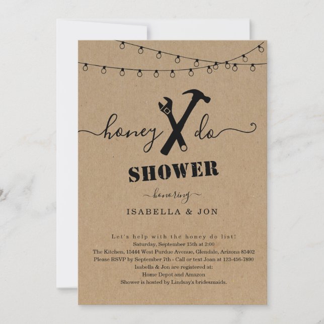 Honey Do Couples Douche ou Salle Douche Invitation (Devant)