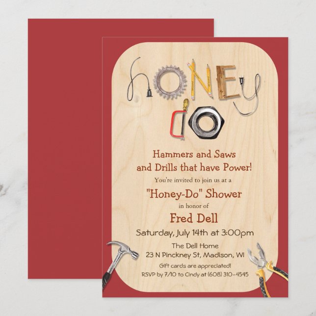 Honey Do Couples Shower Invitation (Front/Back)