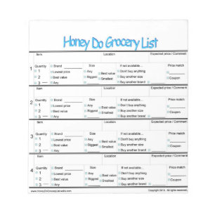 Honey Do Grocery List .. Notepad