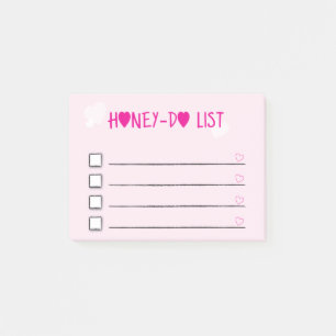 Honey Do List Pink Hearts Checklist Wife Husband Post-it Notes