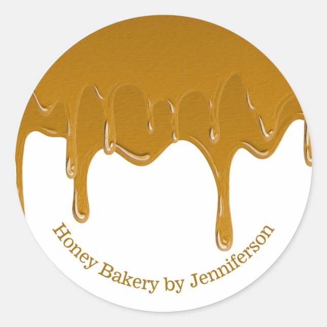 Honey Drip Sweets Bakery Gold Elegant Jar Classic Round Sticker (Front)