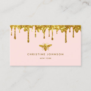 honey drips faux glitter bee  logo business card