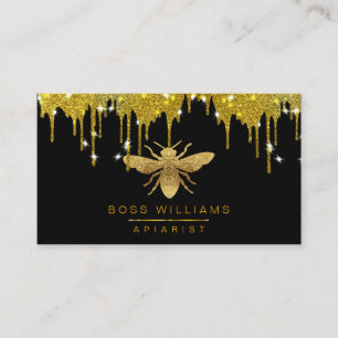 Honey Drips Gold Faux Bee Glitter  Business Card