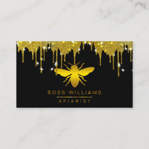 Honey Drips Gold Faux Bee Glitter Business Card