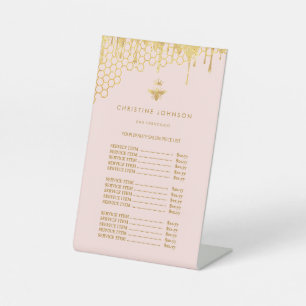 honey drips Queen bee price list  Pedestal Sign