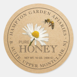 Honey Editable Daisy Flower Bee Honey Jar Label