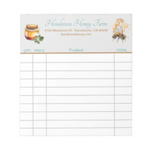 Honey Farm Custom sales receipt   Notepad