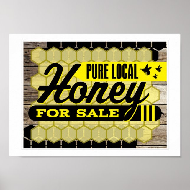 Honey For Sale Sign Local Honey Pure Honey (Front)