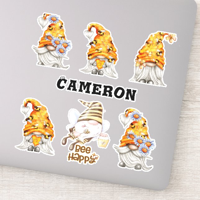 Honey Gnome Collection Bees, Floral, Add Name 8" (Detail)