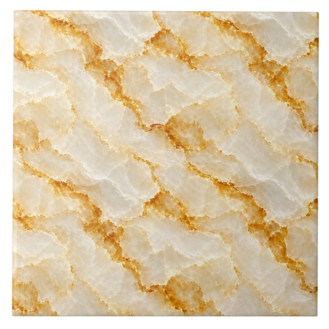 Honey Gold and Cream Layered Onyx Effect Tile (Front)