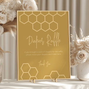 Honey Golden Beige Baby Shower Diaper Raffle Sign