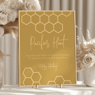 Honey Golden Beige Baby Shower Pacifier Hunt Sign