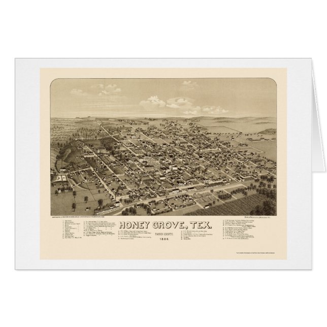 Honey Grove, TX Panoramic Map - 1886 (Front Horizontal)