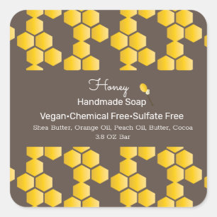 Honey Handmade Soap Beauty Branding Square Sticker