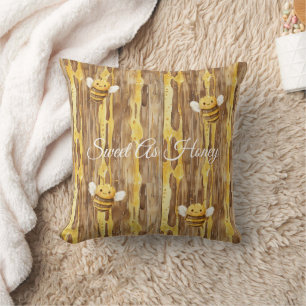 Honey Happy Bees Christmas Throw Pillow