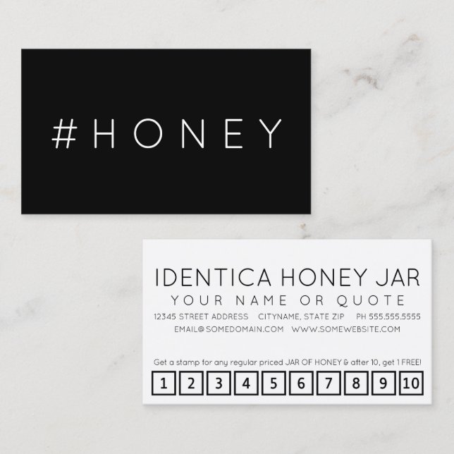 #HONEY hashtag loyalty punch card (Front/Back)