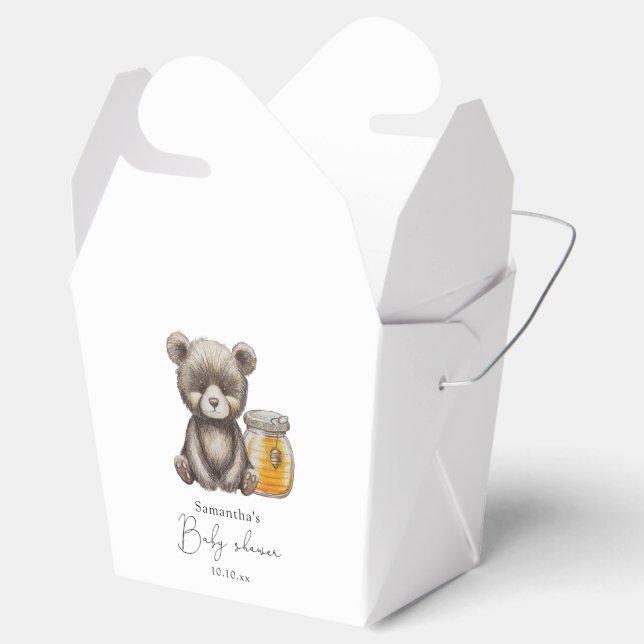 Honey jar and teddy Bear baby shower Favor Box (Opened)