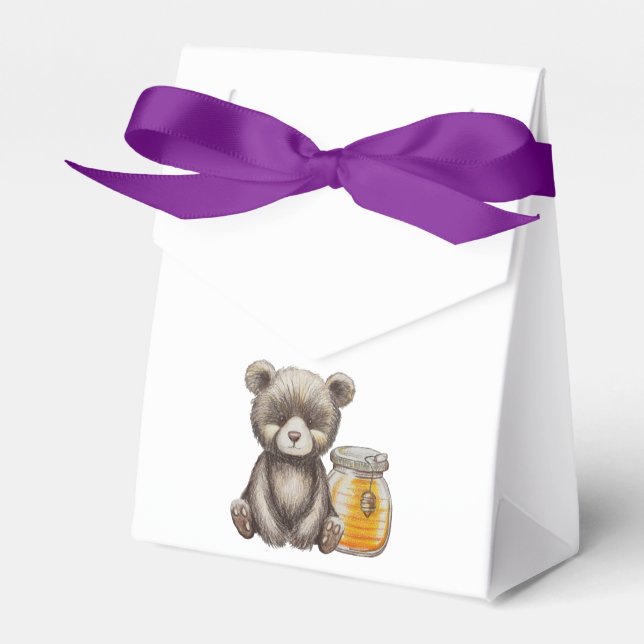 Honey jar and teddy Bear baby shower Favor Box (Front Side)