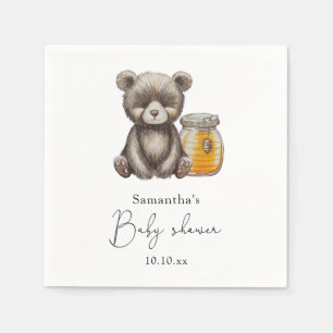 Honey jar and teddy Bear baby shower Napkin