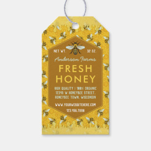Honey Jar Apiary Jar Tags   Honeycomb and Bees