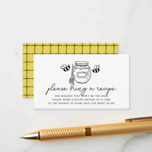 Honey Jar & Bees Bridal Shower Recipe Request Enclosure Card