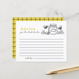 Honey Jar & Bees Bridal Shower White Advice Card