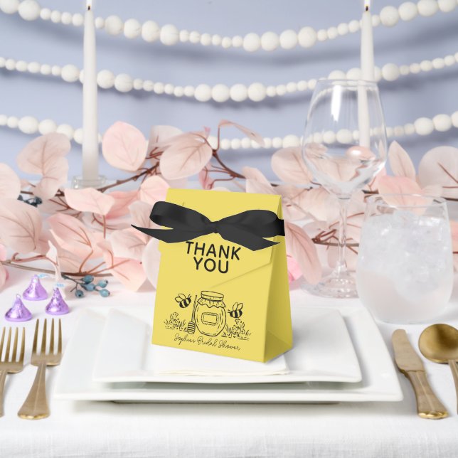 Honey Jar & Bees Hand-drawn Bridal Shower Favor Box (Wedding)