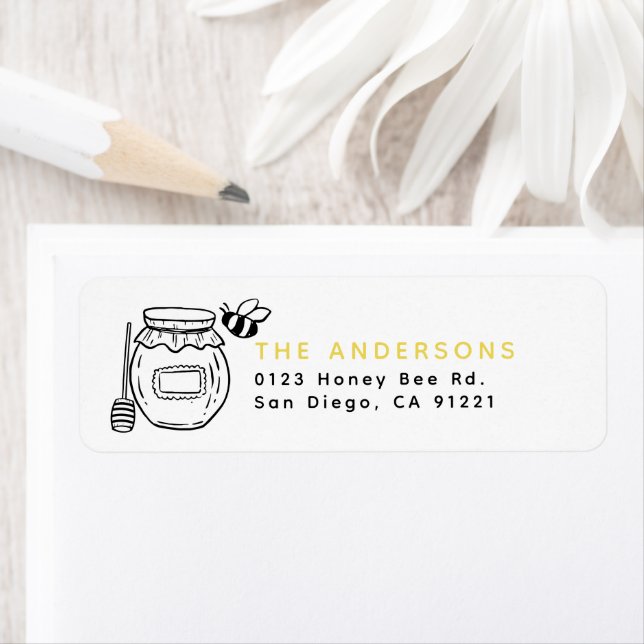 Honey Jar & Bees Return Address (En situation)
