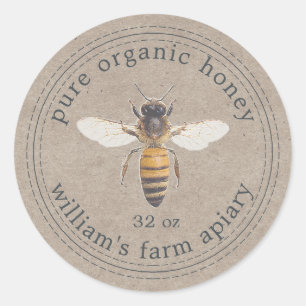 Honey Jar Étiquette Honey Bee Apiary Kraft Papier