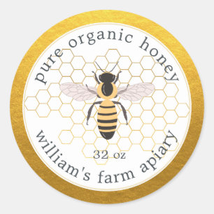 Honey Jar Étiquette Honeybee Apiary Honeypeb Gold