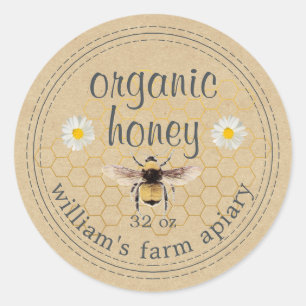 Honey Jar Étiquette Honeybee Apiary Kraft Papier