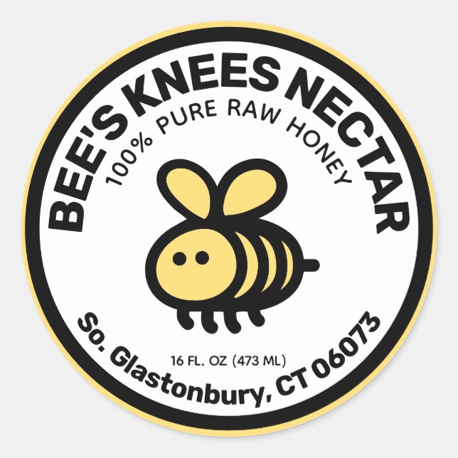 Honey Jar Étiquette Modern Cute Bee (Devant)