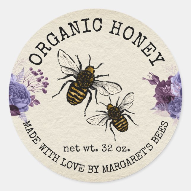Honey Jar Étiquettes Honeybee Honeycomb Bee Apière (Devant)