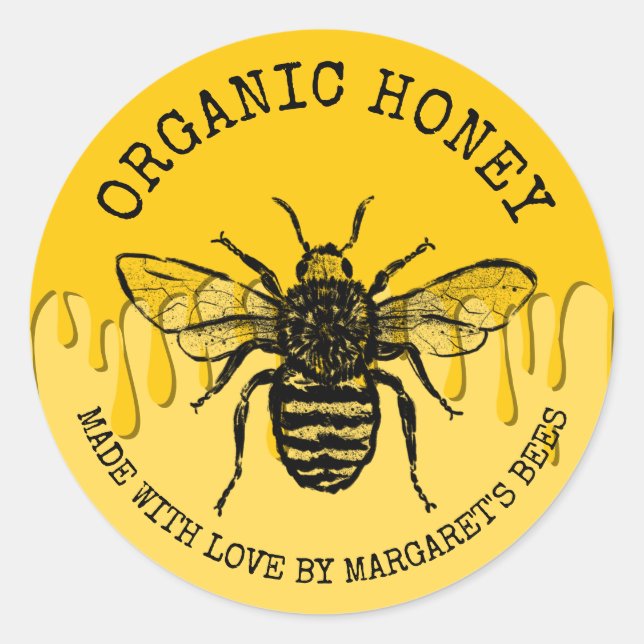 Honey Jar Étiquettes Honeybee Honeycomb Bee Apière (Devant)