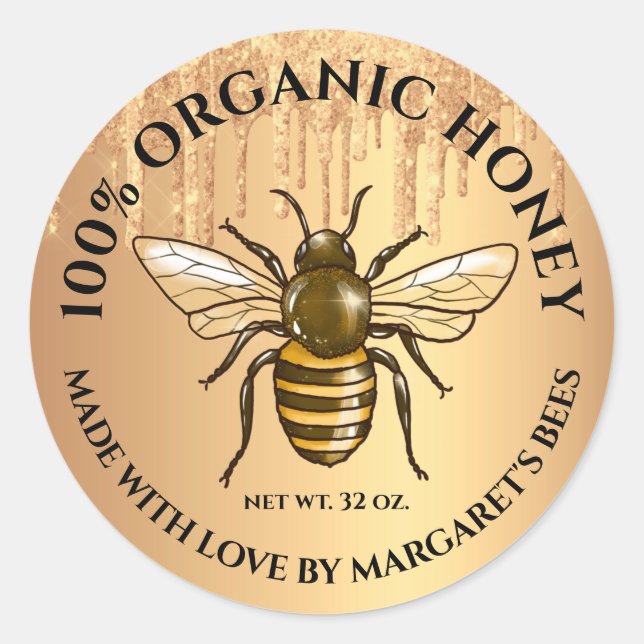 Honey Jar Étiquettes Honeybee Honeycomb Bee Apière (Devant)