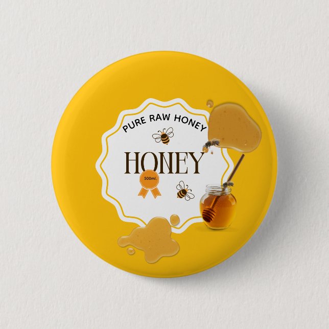 Honey Jar Honeybee Honeycomb Bee Apiary 2 Inch Round Button (Front)