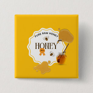 Honey Jar Honeybee Honeycomb Bee Apiary 2 Inch Square Button