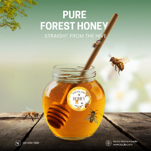 Honey Jar Honeybee Honeycomb Bee Apiary Classic Round Sticker