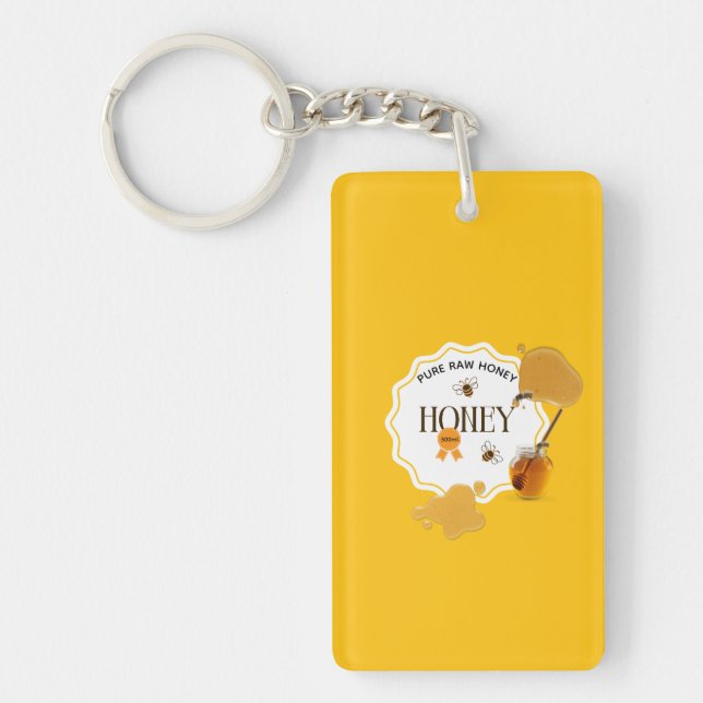 Honey Jar Honeybee Honeycomb Bee Apiary Keychain (Front)